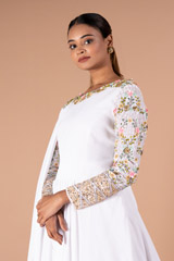 White 3D Floral Georgette GownDSC09264