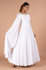 White 3D Floral Georgette GownDSC09266