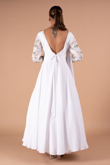 White 3D Floral Georgette GownDSC09269