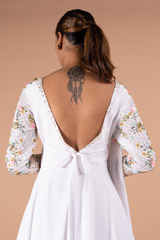 White 3D Floral Georgette GownDSC09270