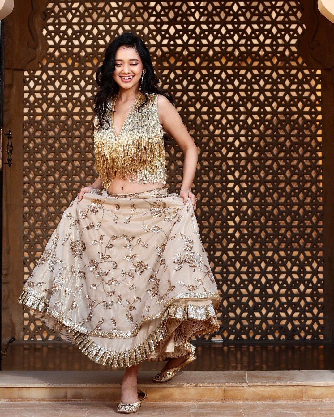 Golden Embroidered Top Bottom Set3