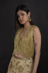 Golden Embroidered Top Bottom Set_DTR0824