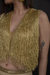 Golden Embroidered Top Bottom Set_DTR0825