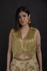 Golden Embroidered Top Bottom Set_DTR0826