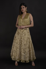 Golden Embroidered Top Bottom Set_DTR0827