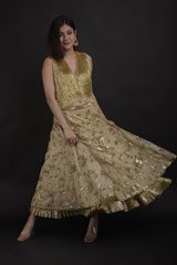 Golden Embroidered Top Bottom Set_DTR0831