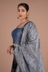 Blue Chanderi Printed LehengaDSC06156