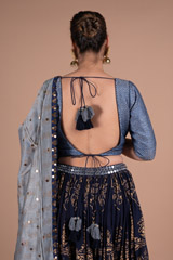 Blue Chanderi Printed LehengaDSC06162