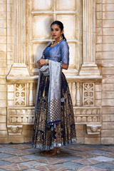 Blue Chanderi Printed Lehenga_DSC6496