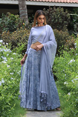 Blue Grey Lehenga Set