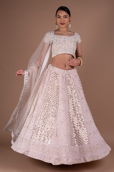 Powder Pink Chikankari Lehenga