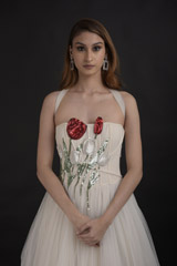 White Drape Corset Tulle Gown_DTR0864