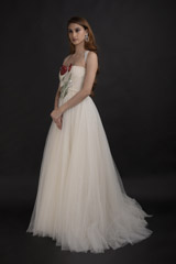 White Drape Corset Tulle Gown_DTR0868