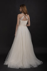 White Drape Corset Tulle Gown_DTR0873
