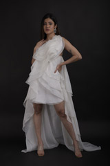 White Layered High Low Gown_DTR0768