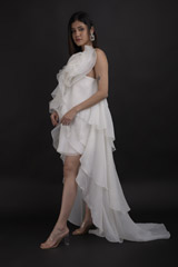 White Layered High Low Gown_DTR0769