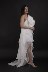 White Layered High Low Gown_DTR0770