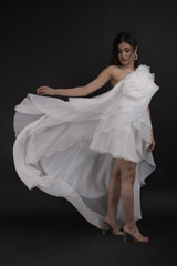 White Layered High Low Gown