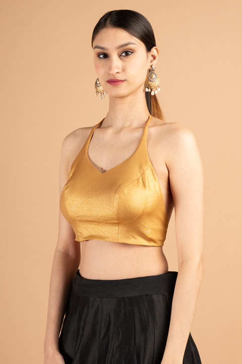 Gold Halter Neck Blouse