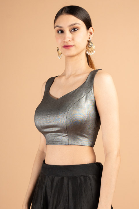 Smoky Grey Sleeveless Blouse