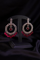Red Stone Embedded Earrings