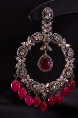 Red Stone Embedded Earrings