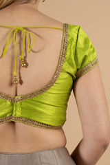 Liril Green With Golden Lace Saree BlouseDSC07089