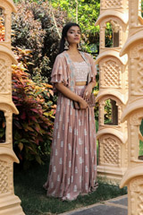 Embroidered Beige Cape with  Bustier And SkirtIMG_9243