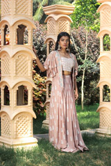 Embroidered Beige Cape with  Bustier And SkirtIMG_9266