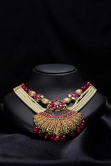 Pearl Necklace with Red Stones Necklace SetIMG_8052