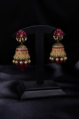 Pearl Necklace with Red Stones Necklace SetIMG_8058