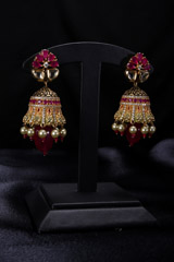 Pearl Necklace with Red Stones Necklace SetIMG_8059