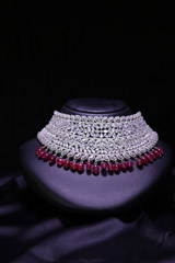 Silver with Maroon Stone Necklace SetIMG_0006