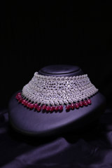 Silver with Maroon Stone Necklace SetIMG_0008