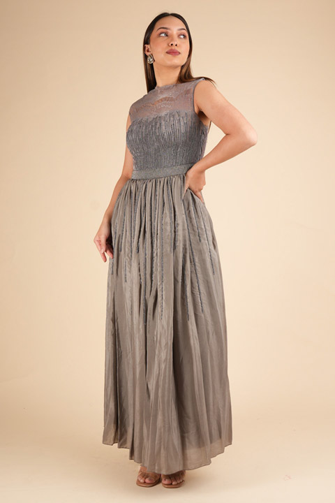 Grey Embellished Gown