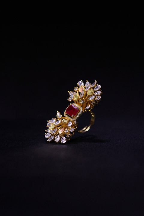 Pink and White Stone Ring