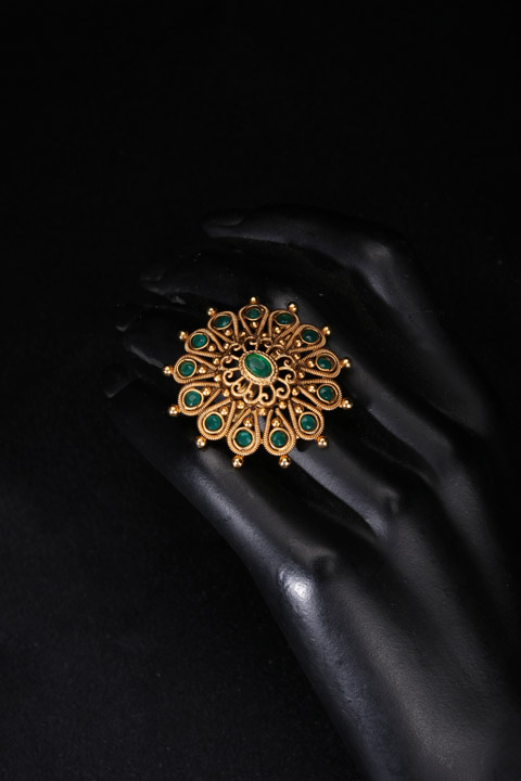 Green Stone Embedded Ring