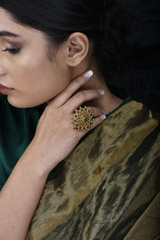 Green Stone Embedded Ring_SUB1509