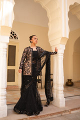 Black Embellished Saree With A Jacket