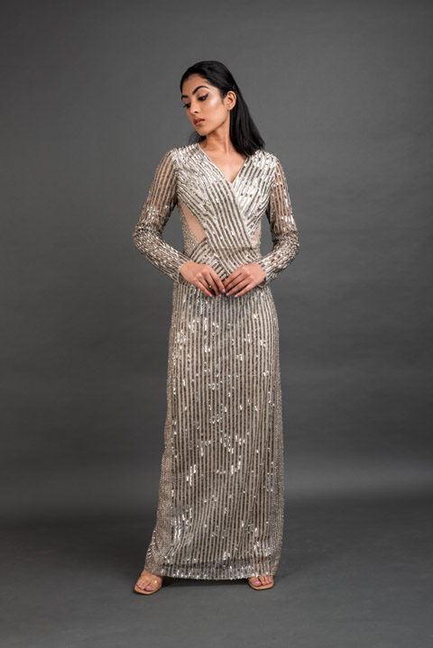 Silver Embellished Gown
