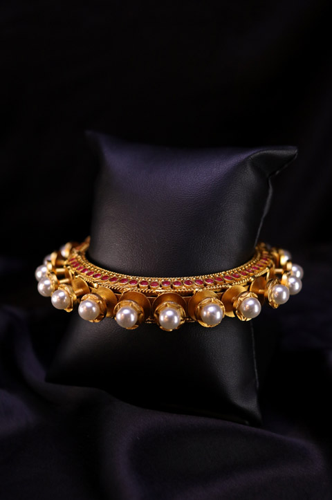 Golden Bangles with Pearls