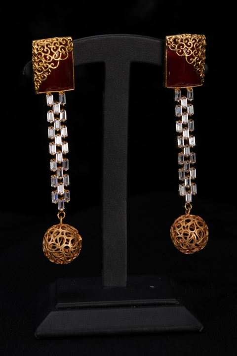 Red Long Drop Earrings