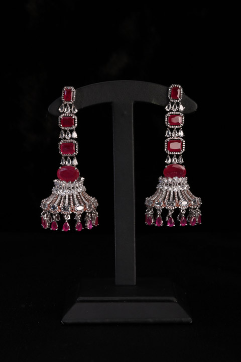 Pink and Silver Earrings