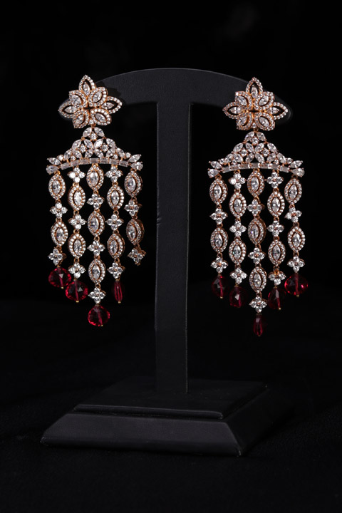 Earrings with Maroon Drops