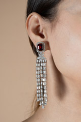 Red Stone Long EarringsDSC09154