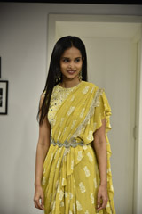 Yellow Frill Saree With Ambi Print_DSC2768