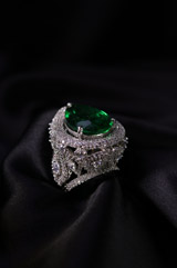 Emerald and White Stone Ring