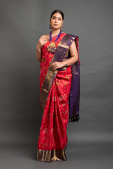 Red And Purple Silk Saree