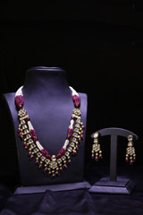 Maroon And Gold Necklace Set