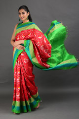 Red Silk Saree With Green Border1668_video